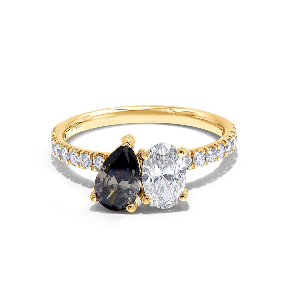 
                      
                        1 1/2 Carat Black Pear And G Color Oval & Round Cut IGI Certified Lab Grown Diamond Toi Et Moi Eternity Engagement Ring In 10K Or 14K Solid Gold
                      
                    