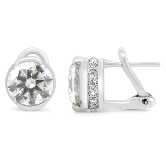 3 1/2 Carat 8MM Round Cut Lab Created Moissanite Diamond Solitaire Stud Earrings In 925 Sterling Silver (3.50 Cttw)