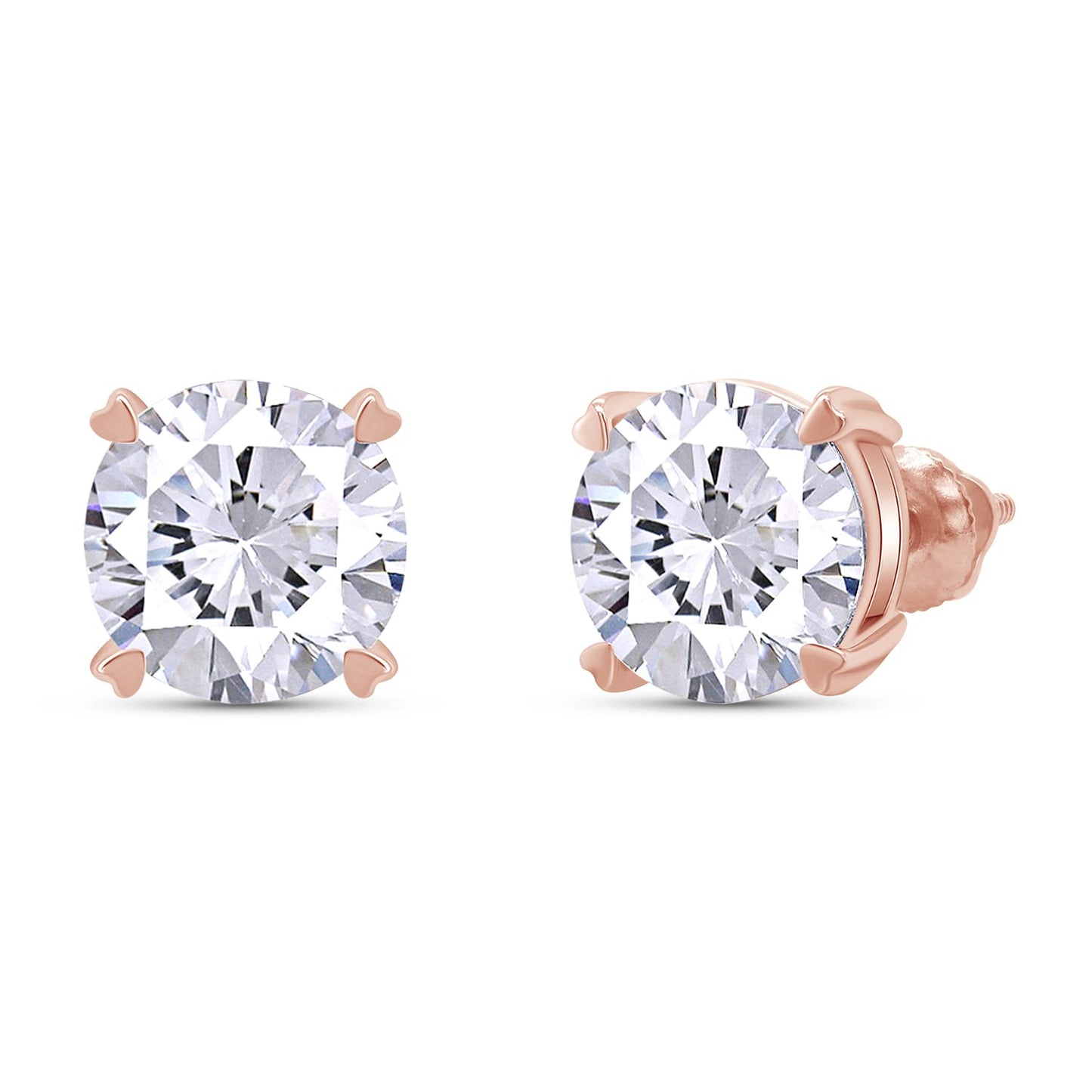 2ct 6.5mm Round Cut Lab Created Moissanite Diamond Solitaire Stud Earring For Women In 14K Solid Gold
