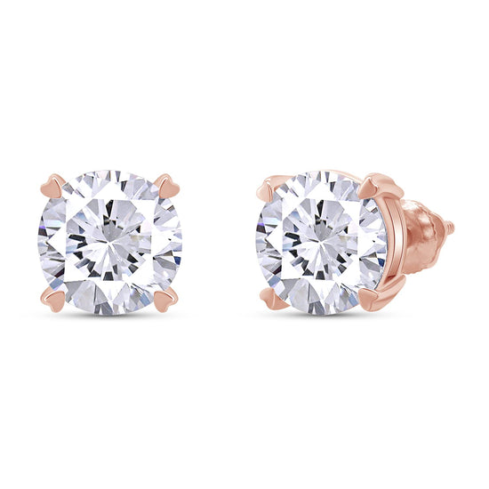 Load image into Gallery viewer, 2ct 6.5mm Round Cut Lab Created Moissanite Diamond Solitaire Stud Earring For Women In 14K Solid Gold
