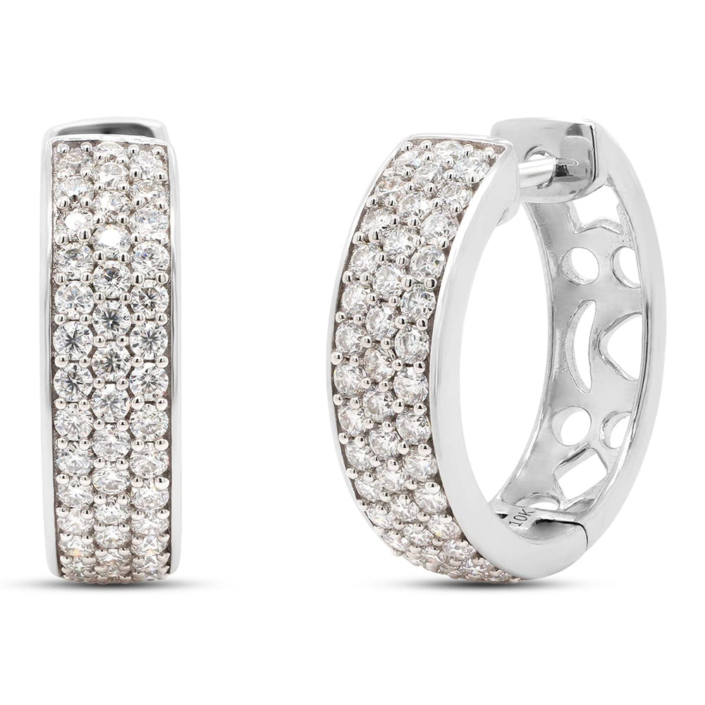 
                      
                        1.25 Carat Round Cut Lab Created Moissanite Diamond Triple Row Huggie Hoop Earrings In 10K Or 14K Solid Gold
                      
                    