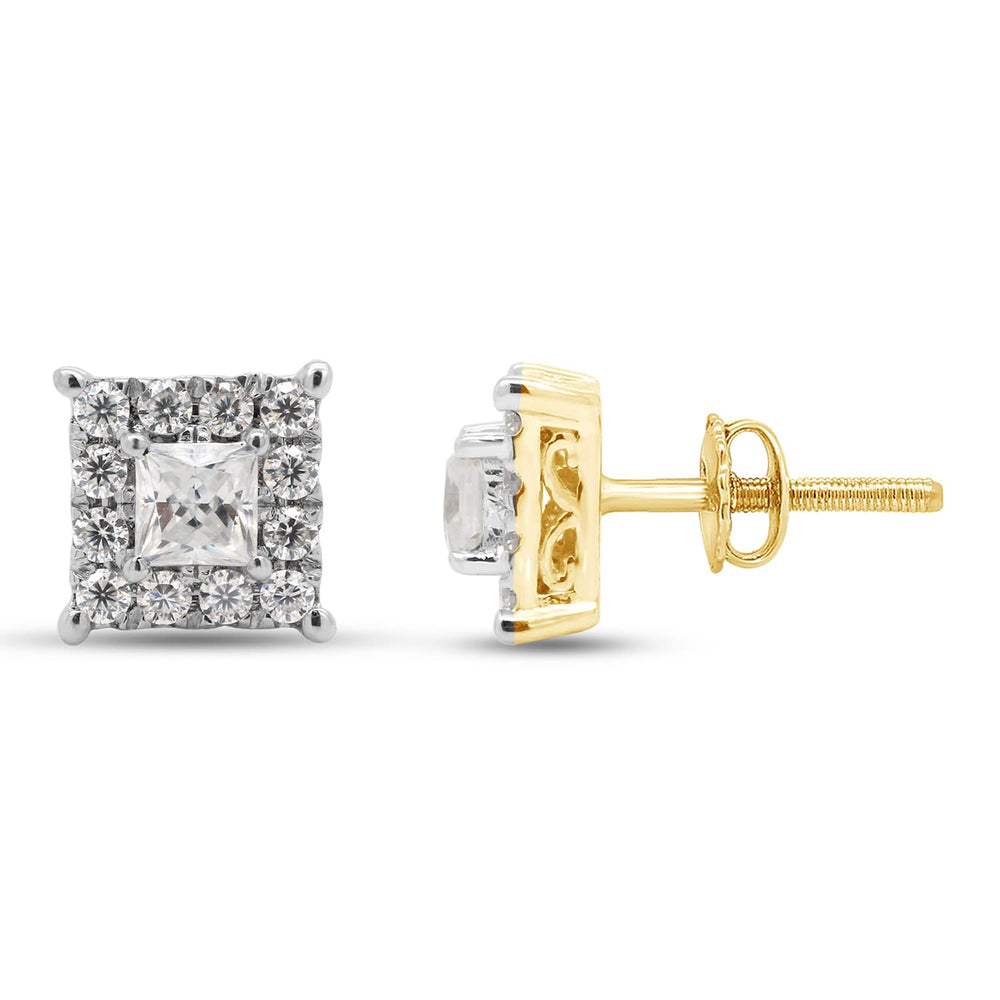 
                      
                        Princess & Round Cut Lab Created Moissanite Diamond Halo Stud Earrings In 10K Or 14K Solid Gold (0.33 Cttw)
                      
                    