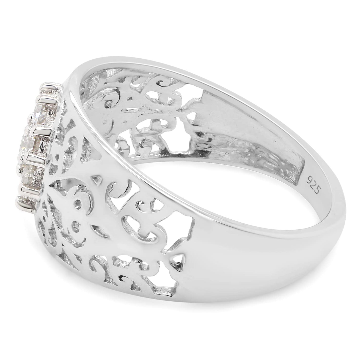 Load image into Gallery viewer, 2/5 Carat Round Cut Lab Created Moissanite Diamond Filigree Promise Engagement Ring In 925 Sterling Silver (0.40 Cttw)
