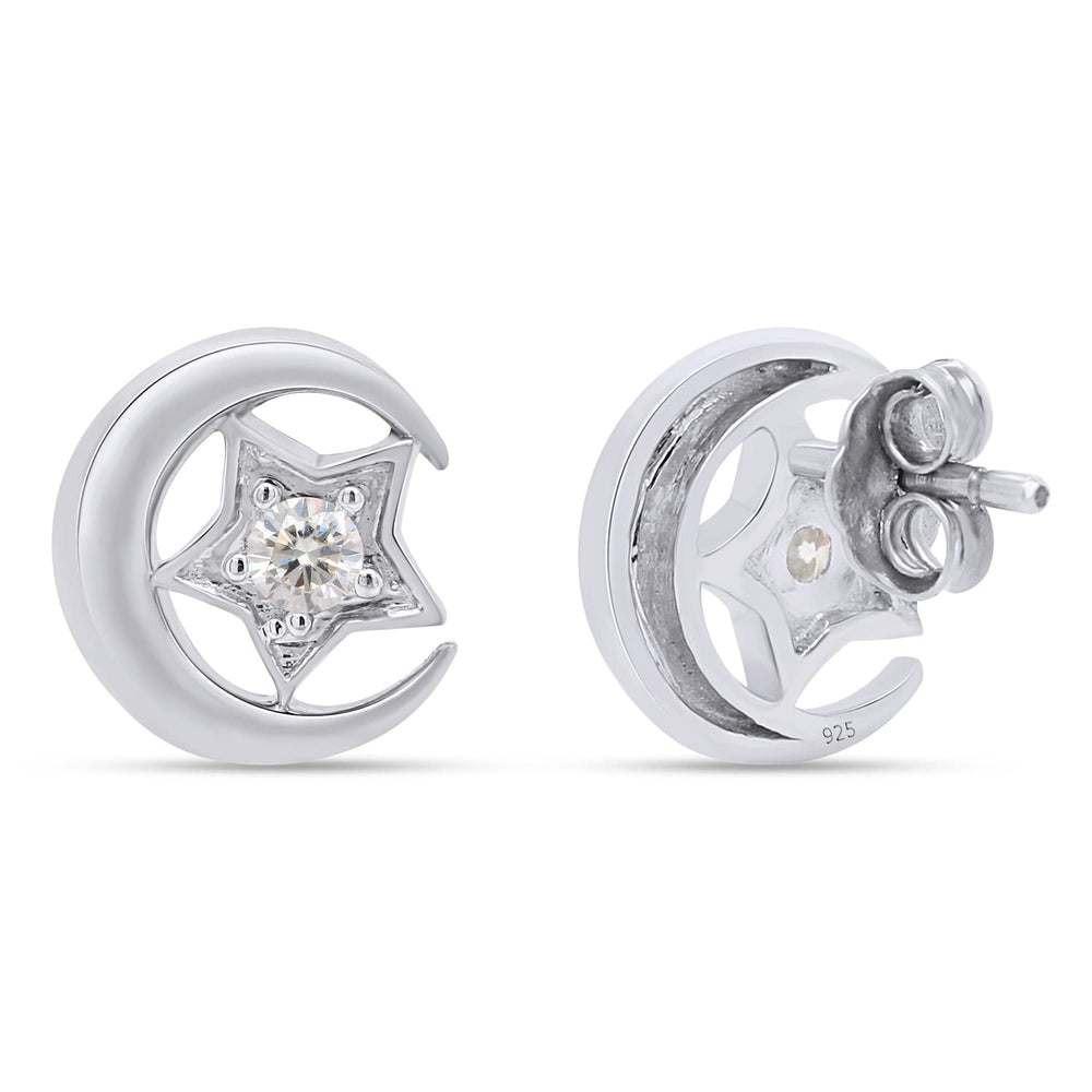 
                      
                        1/10 Carat Lab Created Moissanite Diamond Push Back Star Moon Stud Earrings In 925 Sterling Silver (3.25 Cttw)
                      
                    