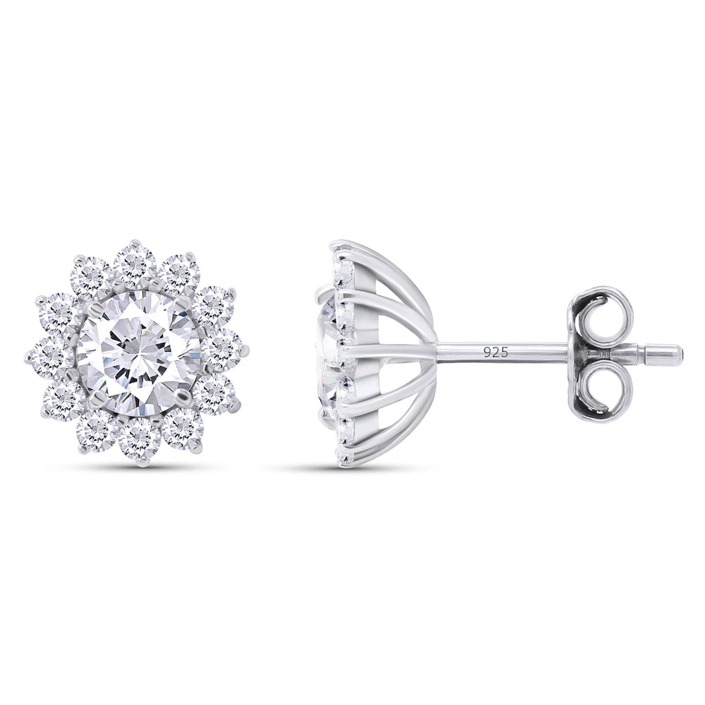 
                      
                        1.5 Carat Round Cut Lab Created Moissanite Diamond Push Back Halo Stud Earrings In 925 Sterling Silver (1.5 Cttw)
                      
                    