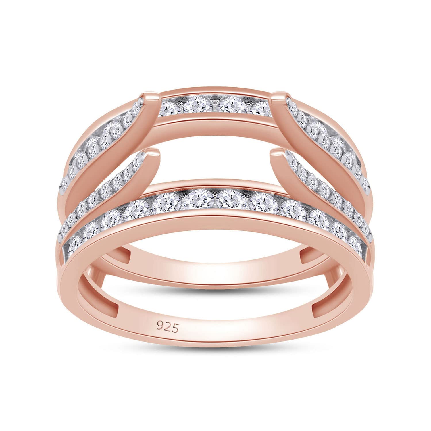 Lab Created Moissanite Combination Cathedral and Classic Enhancer Ring Guard