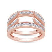 Lab Created Moissanite Combination Cathedral and Classic Enhancer Ring Guard