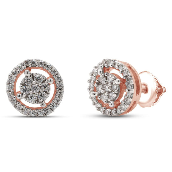 1/4 Carat Round Cut Lab Created Moissanite Diamond Circle Stud Earrings In 10K Or 14K Solid Gold For Women (0.25 Cttw)