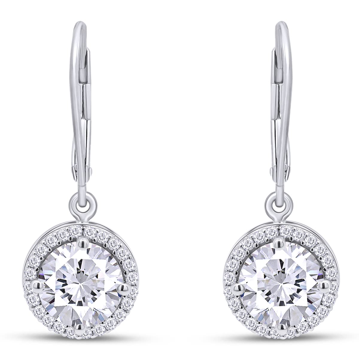 1 1/2 Carat Lab Created Moissanite Diamond Halo Dangle Drop Earrings In 925 Sterling Silver (1.50 Cttw)