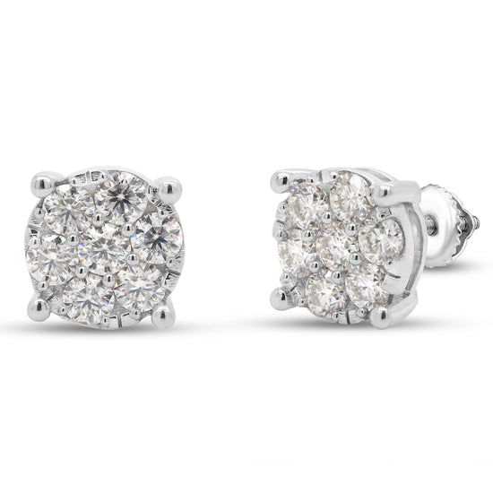 Load image into Gallery viewer, 1 1/5 Carat Lab Created Moissanite Diamond Cluster Stud Earrings In 925 Sterling Silver (1.20 Cttw)
