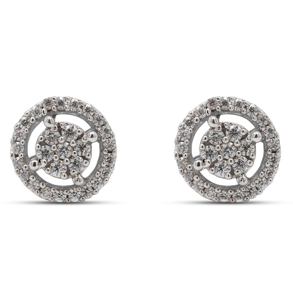 1/4 Carat Round Cut Lab Created Moissanite Diamond Circle Stud Earrings In 10K Or 14K Solid Gold For Women (0.25 Cttw)