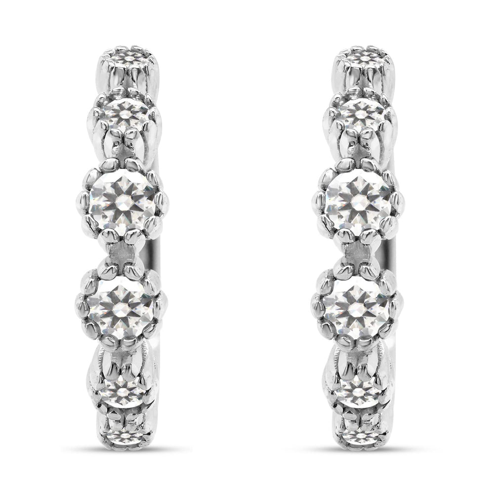 
                      
                        0.40 Carat Round Cut Lab Created Moissanite Diamond Daisy Flower Huggie Hoop Earrings For Women In 925 Sterling Silver
                      
                    