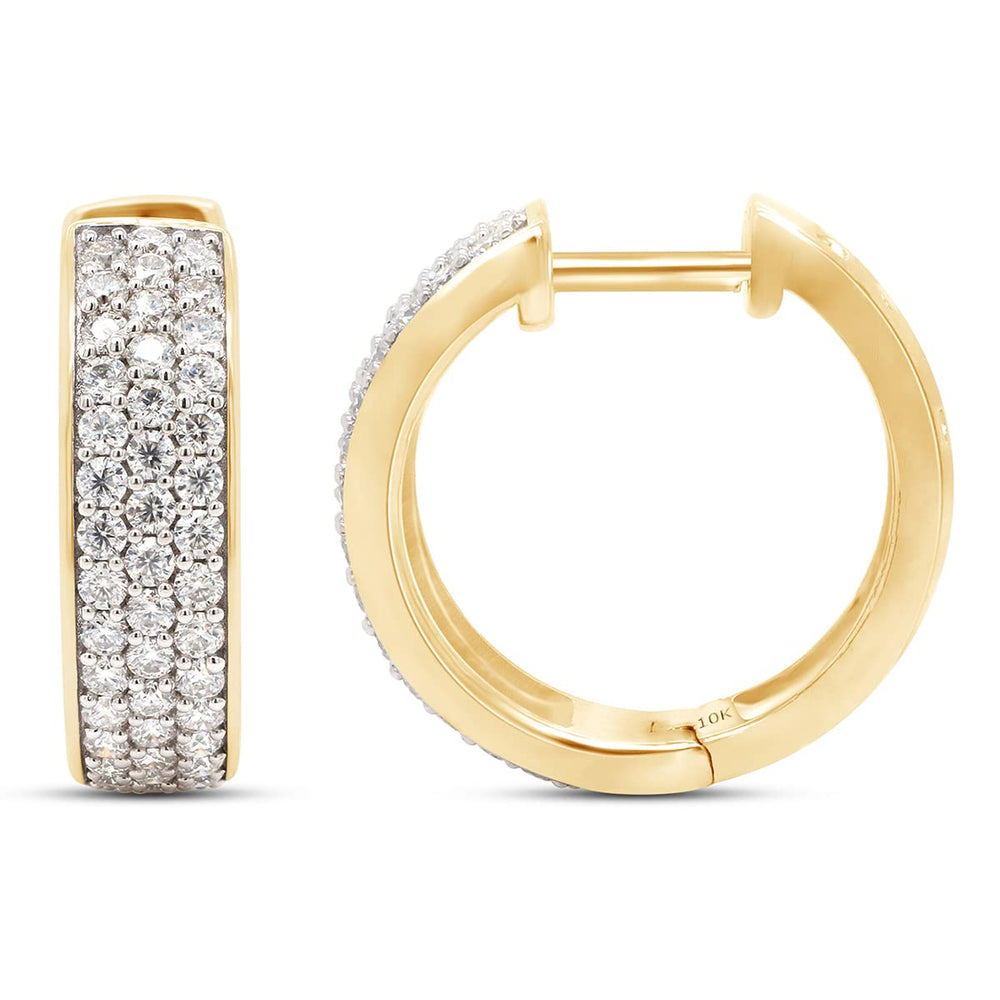 
                      
                        1.25 Carat Round Cut Lab Created Moissanite Diamond Triple Row Huggie Hoop Earrings In 10K Or 14K Solid Gold
                      
                    