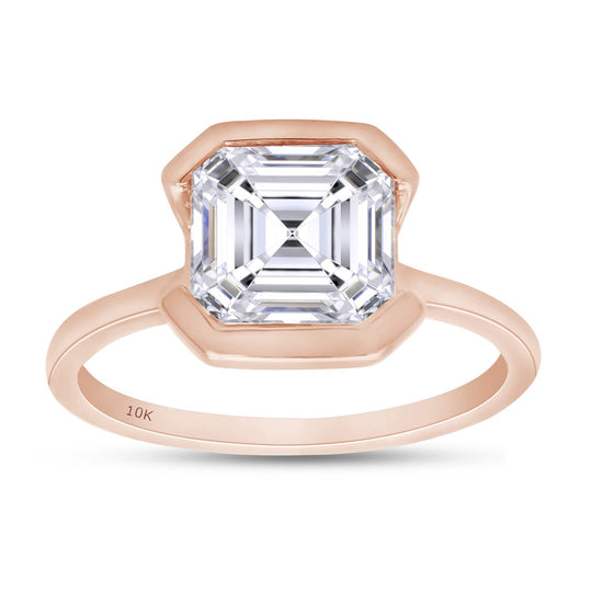 Load image into Gallery viewer, 2 CT 7.5MM Asscher Cut Lab Created Moissanite Diamond Solitaire Engagement Ring In 10K Or 14K Solid Gold
