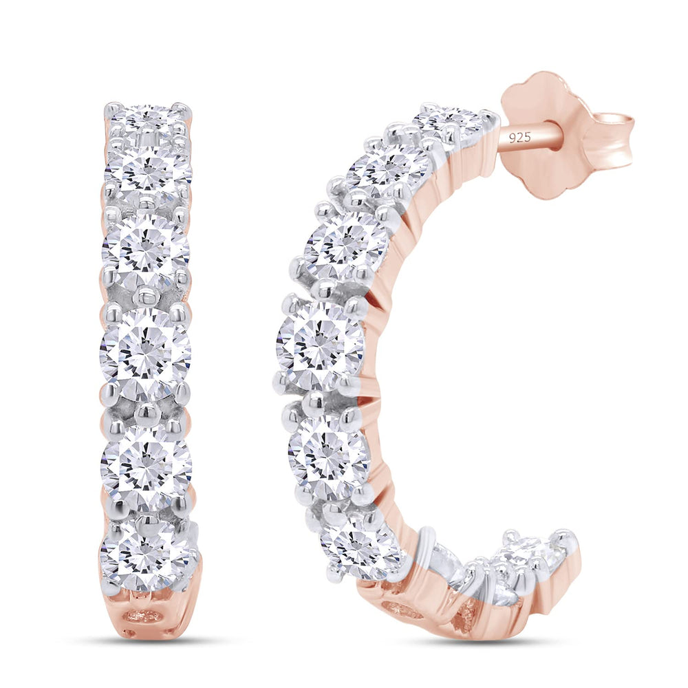 
                      
                        1.90 Carat Round Cut Lab Created Moissanite Diamond Push Back J Hoop Earrings In 925 Sterling Silver (1.90 Cttw)
                      
                    