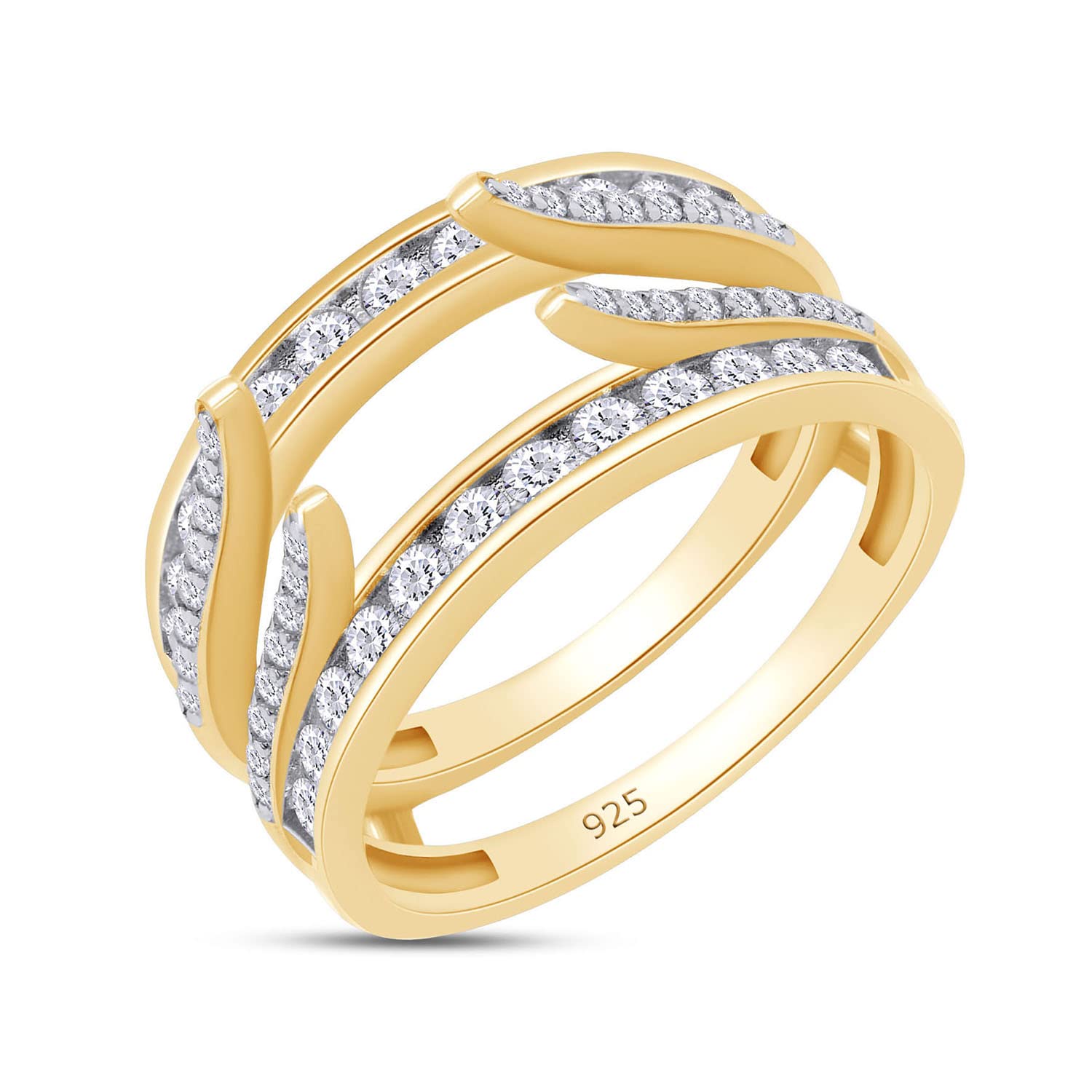 Lab Created Moissanite Combination Cathedral and Classic Enhancer Ring Guard