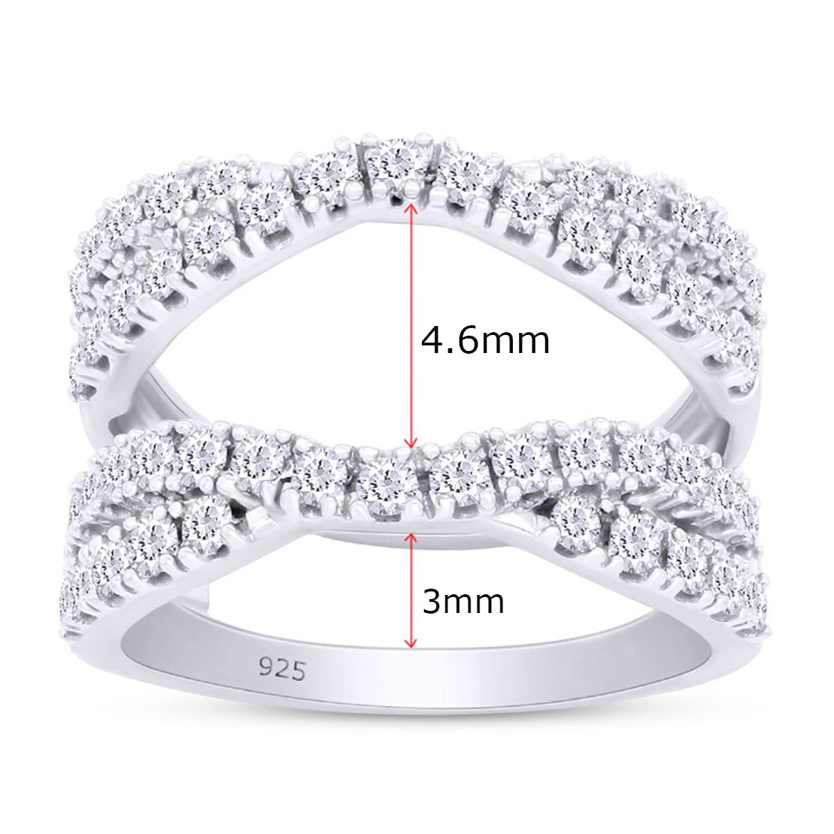 Round Cut Lab Created Moissanite Double Infinity Wedding Ring Guard Enhancer For Women In 14K Gold Over Sterling Silver