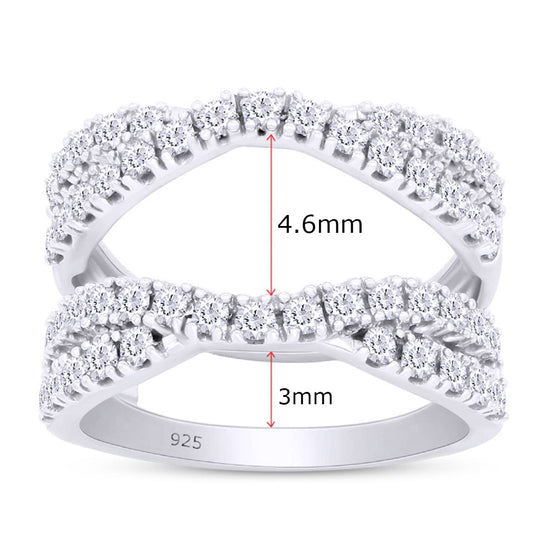 Load image into Gallery viewer, Round Cut Lab Created Moissanite Diamond Double Infinity Wedding Ring Guard Enhancer For Women In 14K Gold Over Sterling Silver
