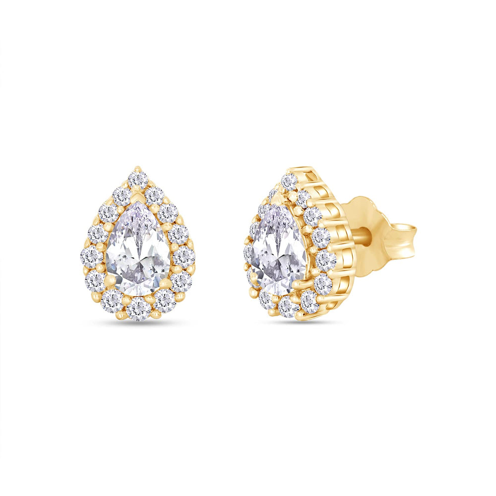 
                      
                        1 1/10 Carat Pear & Round Cut Lab Created Diamond Moissanite Pear Halo Stud Earring For Women In 925 Sterling Silver
                      
                    