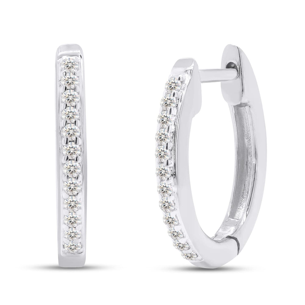 
                      
                        1/10 Carat Lab Created Moissanite Diamond Half Eternity Hoop Earrings In 925 Sterling Silver (0.10 Cttw)
                      
                    