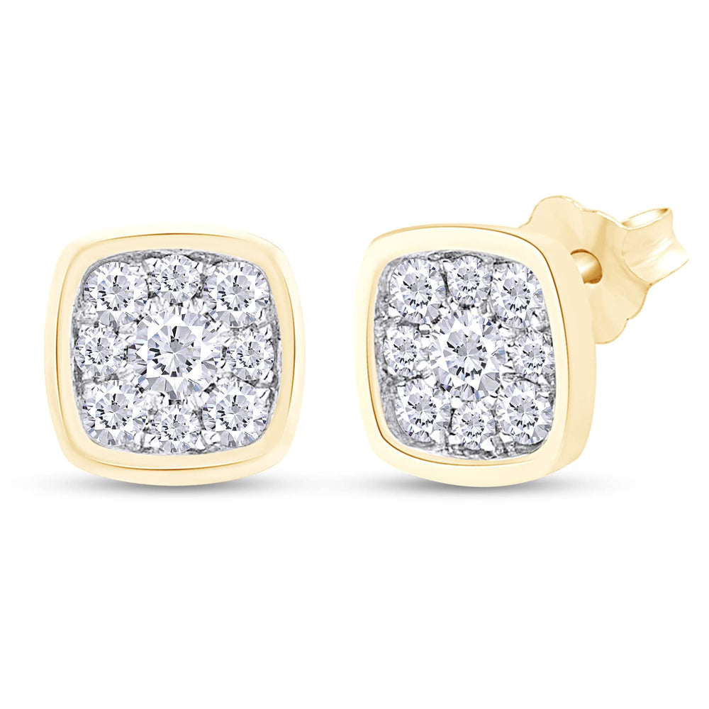 
                      
                        1/3 Carat Round Lab Created Moissanite Diamond Push Back Square Cluster Stud Earrings In 925 Sterling Silver (0.30 Cttw)
                      
                    