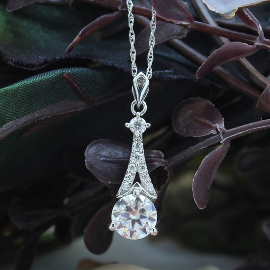 1 3/4 Carat Lab Created Moissanite Diamond Teardrop Pendant Necklace In 925 Sterling Silver (1.75 Cttw)