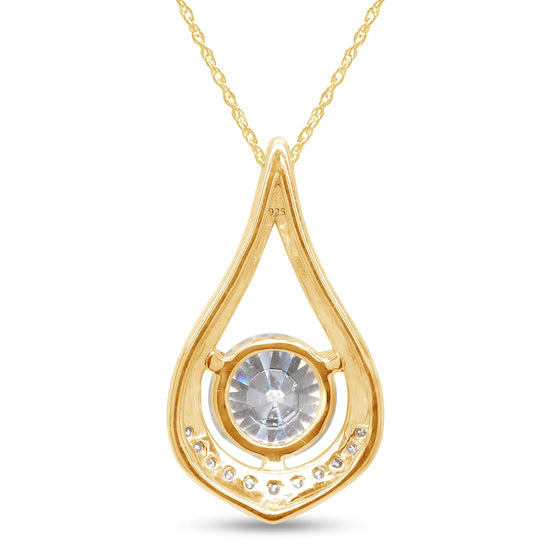 1 Carat Center Stone 6.5MM Lab Created Moissanite Diamond Dew Drop Pendant Necklace In 925 Sterling Silver (1 Cttw)