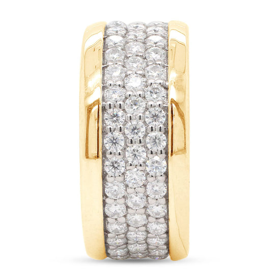 1 3/4 ct.t.w Round Cut Lab Created Moissanite Diamond 3-Row Full Eternity Stackable Wedding Band Ring In 10K Or 14K Solid Gold (1.75 Cttw)