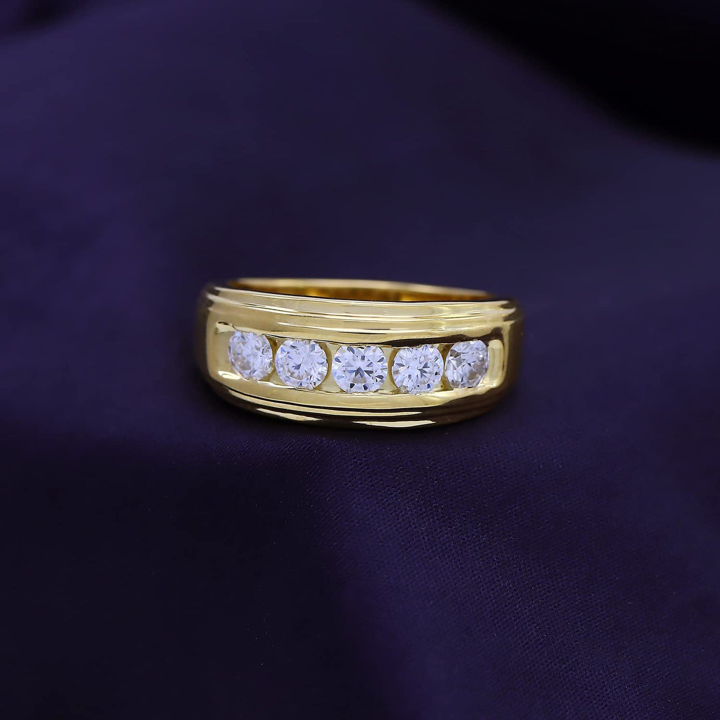 1.00 Carat Lab Created Moissanite Diamond Channel Set Men's Anniversary Wedding Band Ring In 10K Or 14K Solid Gold