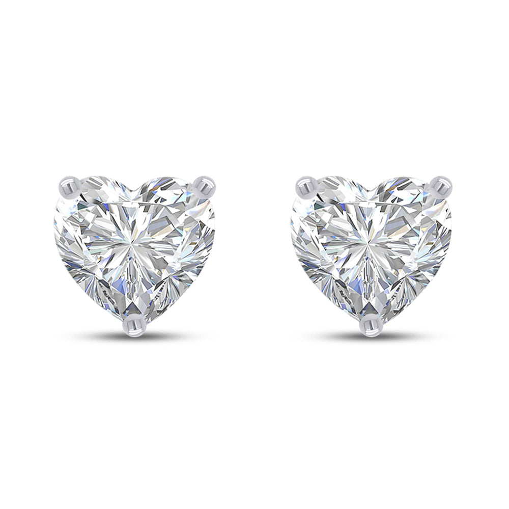 Heart Shape Lab Created Moissanite Heart Solitaire Stud Earrings For Women Men In 925 Sterling Silver (1 Cttw To 2 Cttw)