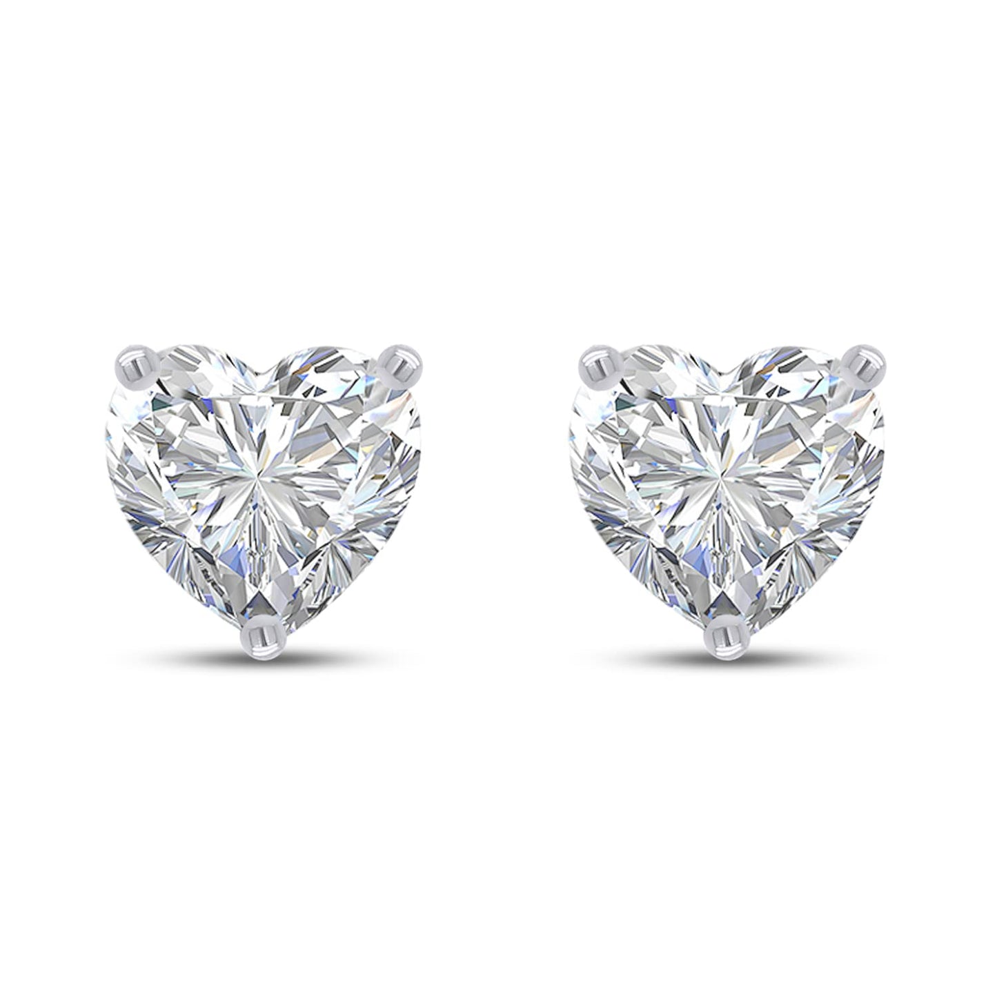 Heart Shape Lab Created Moissanite Heart Solitaire Stud Earrings For Women Men In 925 Sterling Silver (1 Cttw To 2 Cttw)