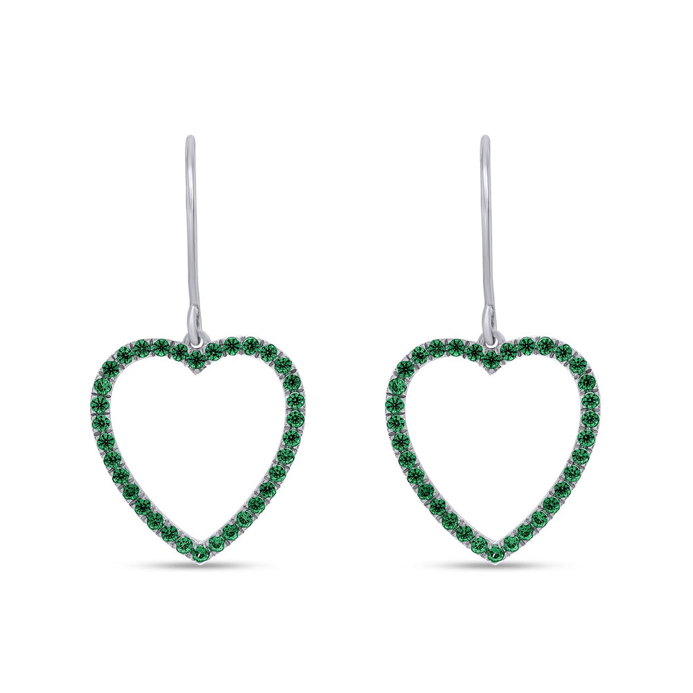 
                      
                        Round Cut Simulated Green Emerald Open Heart Drop Earrings For Womens In 10K Or 14K Solid Gold And 925 Sterling Silver
                      
                    