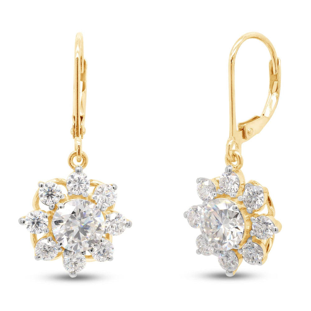 
                      
                        3 4/9 Carat Round Cut Lab Created Moissanite Diamond Halo Drop Earrings In 10K Or 14K Solid Gold (3.45 Cttw)
                      
                    