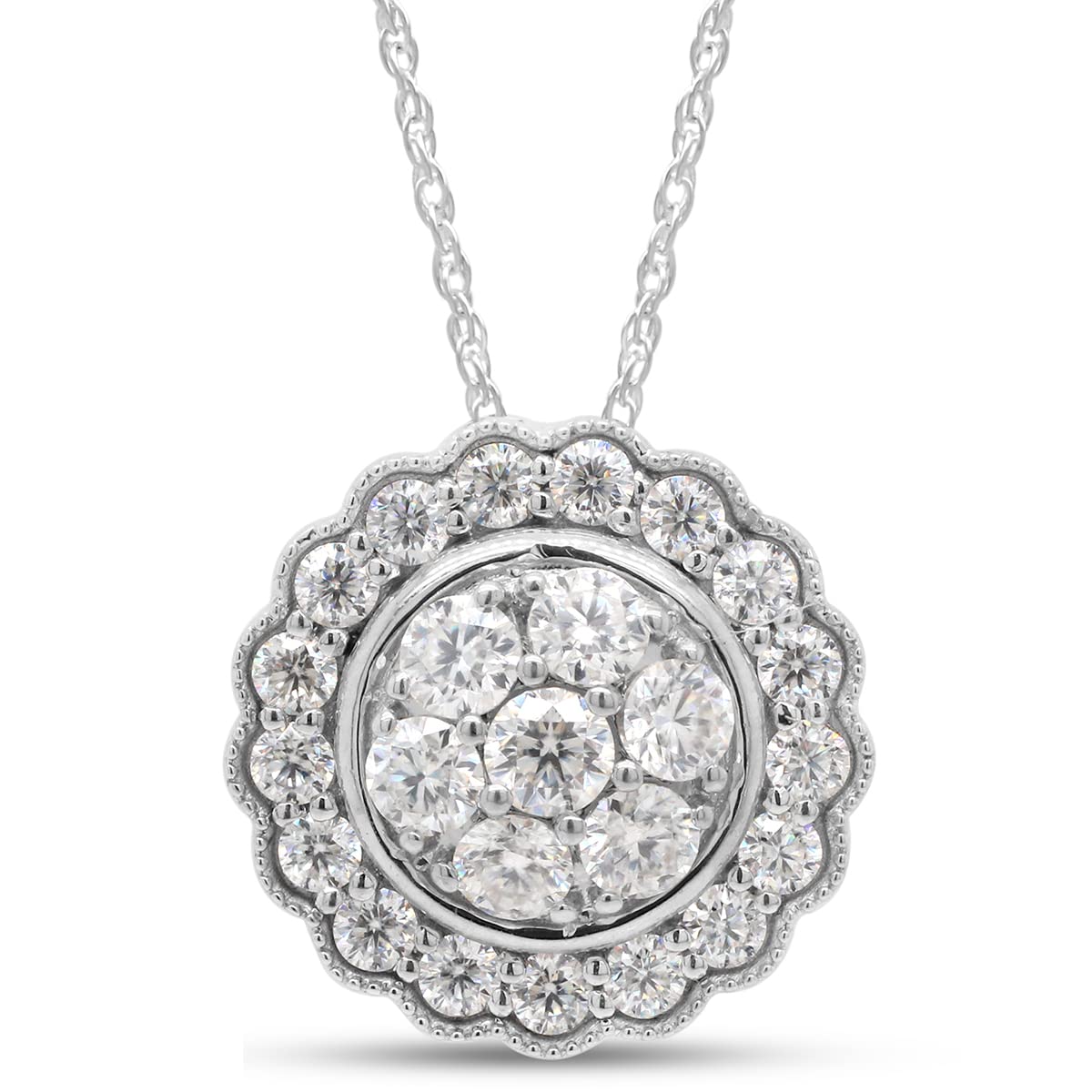 1 Carat Lab Created Moissanite Diamond Flower Pendant Necklace in 10K or 14K Solid Gold For Women (1 Cttw)