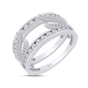 Lab Created Moissanite Combination Cathedral and Classic Enhancer Ring Guard