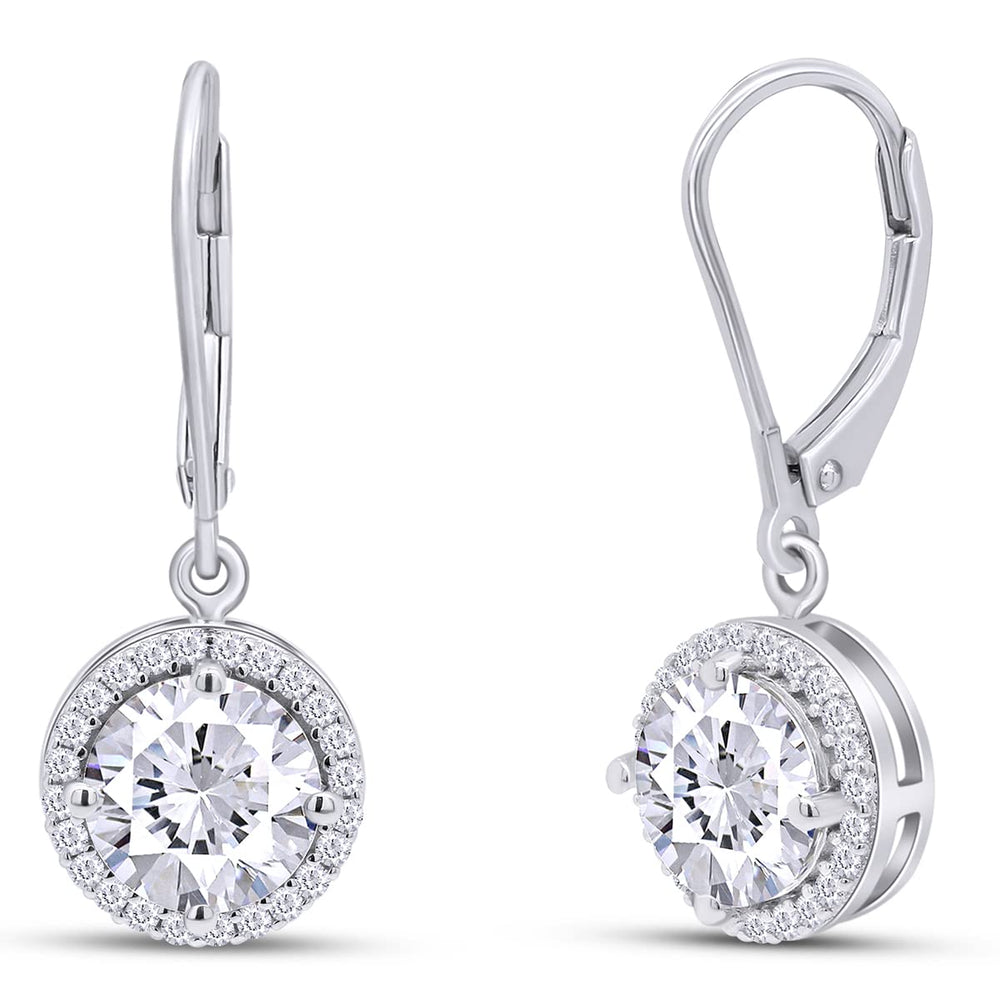 
                      
                        1 1/2 Carat Lab Created Moissanite Diamond Halo Lever Back Dangle Drop Earrings In 10K Or 14K Solid Gold (1.50 Cttw)
                      
                    