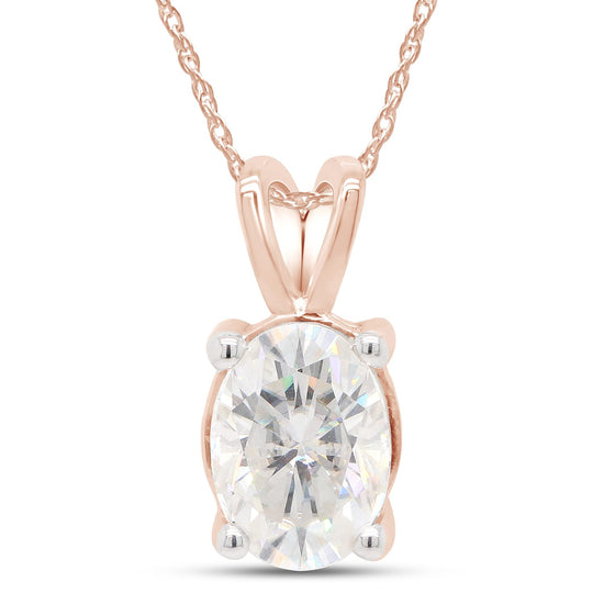 2 2/5 Carat Lab Created Moissanite Diamond Solitaire Pendant Necklace in 10K or 14K Solid Gold For Women (2.40 Cttw)