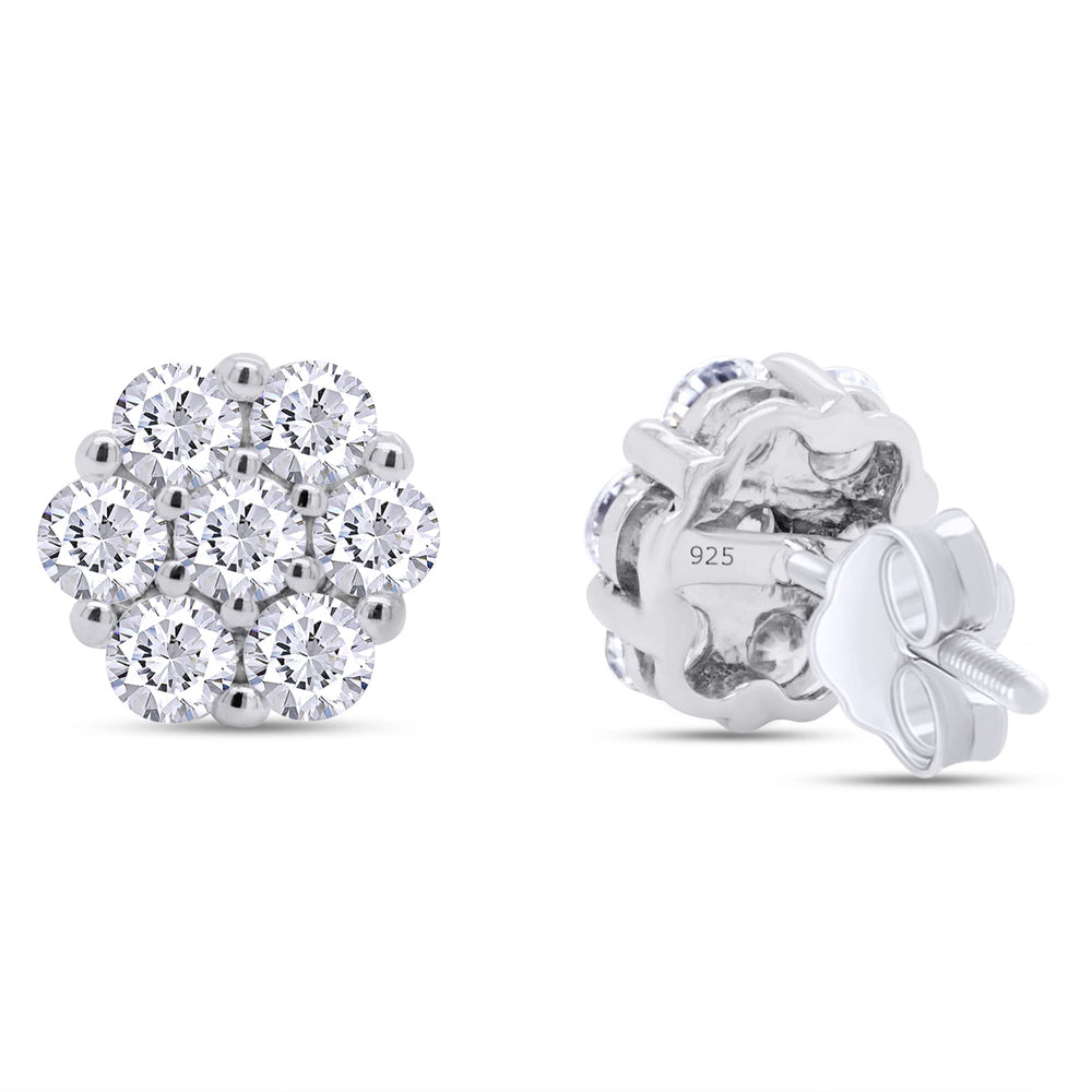 
                      
                        1 1/2 Carat Lab Created Moissanite Diamond Screw Back Flower Cluster Stud Earrings In 925 Sterling Silver (1.50 Cttw)
                      
                    