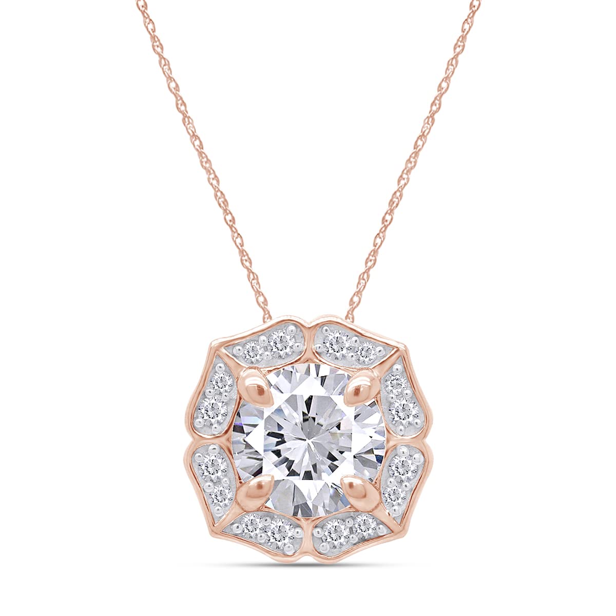 Load image into Gallery viewer, 1 1/3 Carat Lab Created Moissanite Diamond Floral Halo Drop Pendant Necklace In 925 Sterling Silver (1.33 Cttw)
