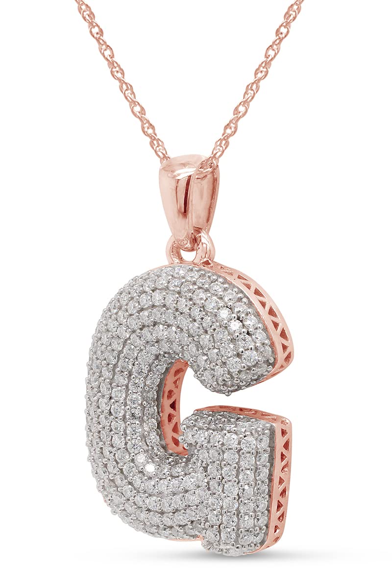 1 1/8 Carat Lab Created Moissanite Diamond Initial Bubble Letter "G" Pendant Necklace In 925 Sterling Silver (1.13 Cttw)
