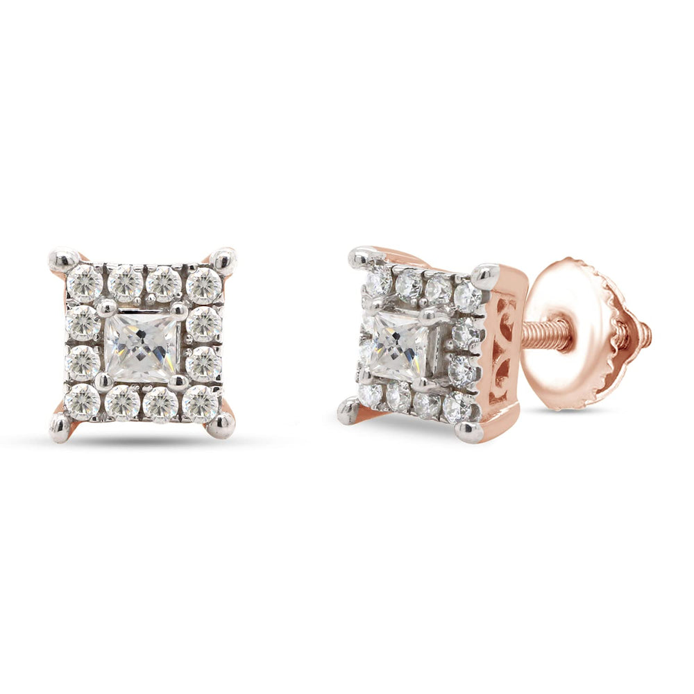 
                      
                        1/5 ct.t.w Princess & Round Cut Lab Created Moissanite Diamond Halo Stud Earrings In 925 Sterling Silver (0.20 Cttw)
                      
                    