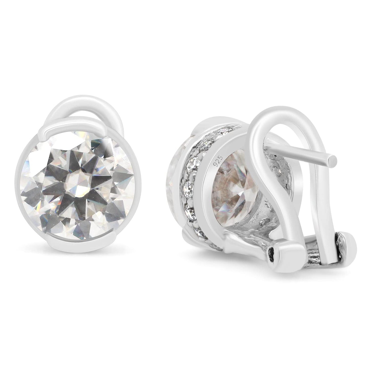 3 1/2 Carat 8MM Round Cut Lab Created Moissanite Diamond Solitaire Stud Earrings In 925 Sterling Silver (3.50 Cttw)