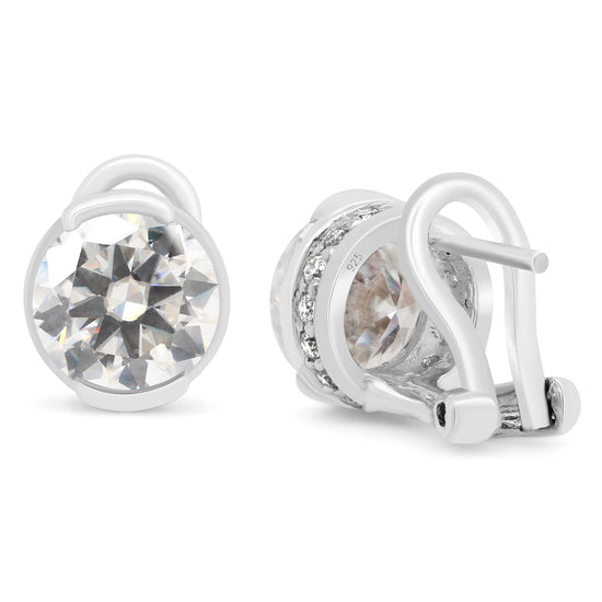 3 1/2 Carat 8MM Round Cut Lab Created Moissanite Diamond Solitaire Stud Earrings In 925 Sterling Silver (3.50 Cttw)