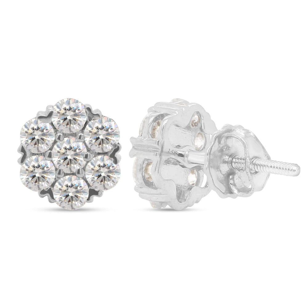 
                      
                        1.20 Carat Round Cut Lab Created Moissanite Diamond Floral Cluster Stud Earrings For Women In 10K Or 14K Solid Gold
                      
                    