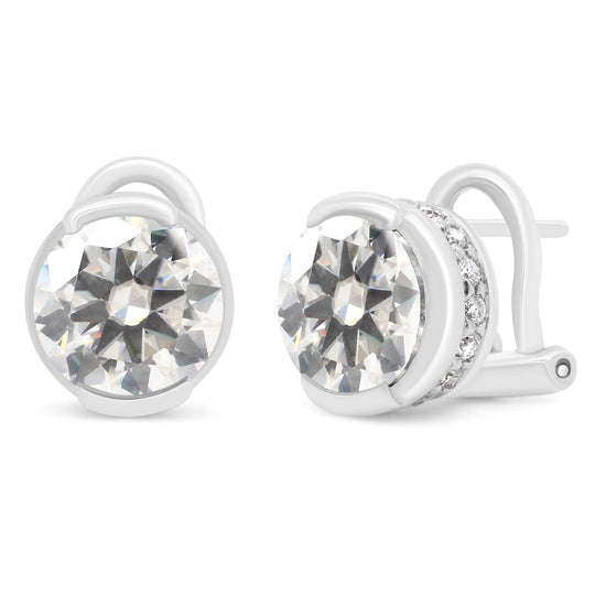 3 1/2 Carat 8MM Round Cut Lab Created Moissanite Diamond Solitaire Stud Earrings In 925 Sterling Silver (3.50 Cttw)