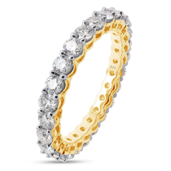 1.60 CTW 2.5mm Round Cut Lab Created Moissanite Diamond Eternity Engagement Ring Wedding Band for Women in 925 Sterling Silver
