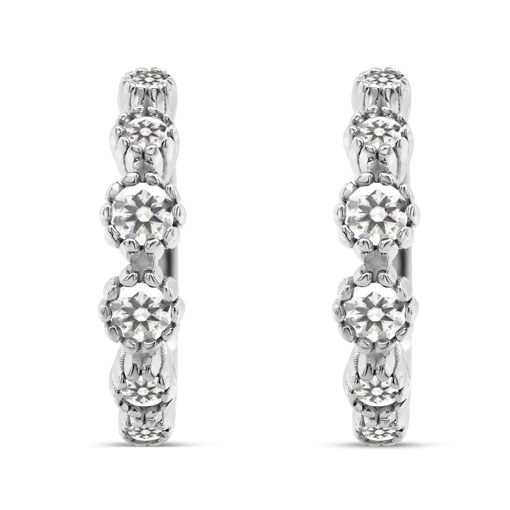 
                      
                        2/5 Carat Round Cut Lab Created Moissanite Diamond Daisy Flower Huggie Hoop Earrings For Women In 10K Or 14K Solid Gold (0.40 Cttw)
                      
                    