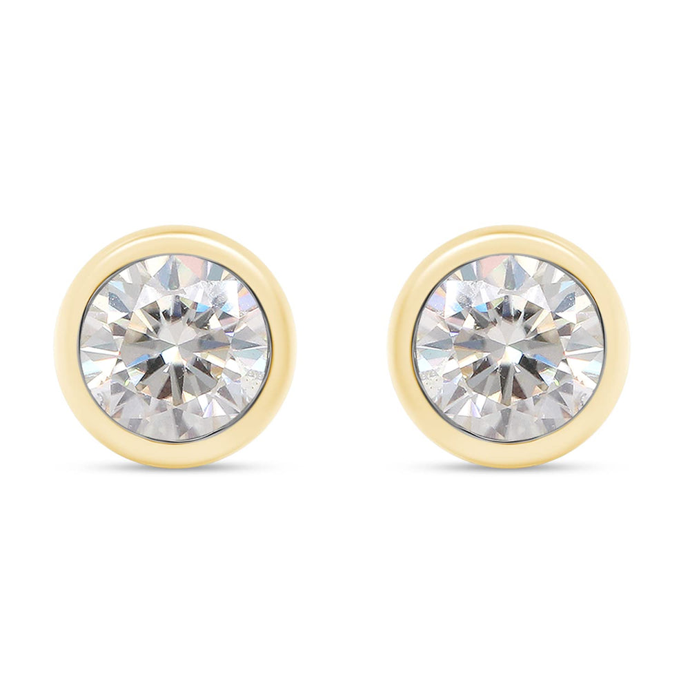 
                      
                        0.85 Carat Round Cut Lab Created Moissanite Diamond Solitaire Stud Earrings In 925 Sterling Silver For Women
                      
                    