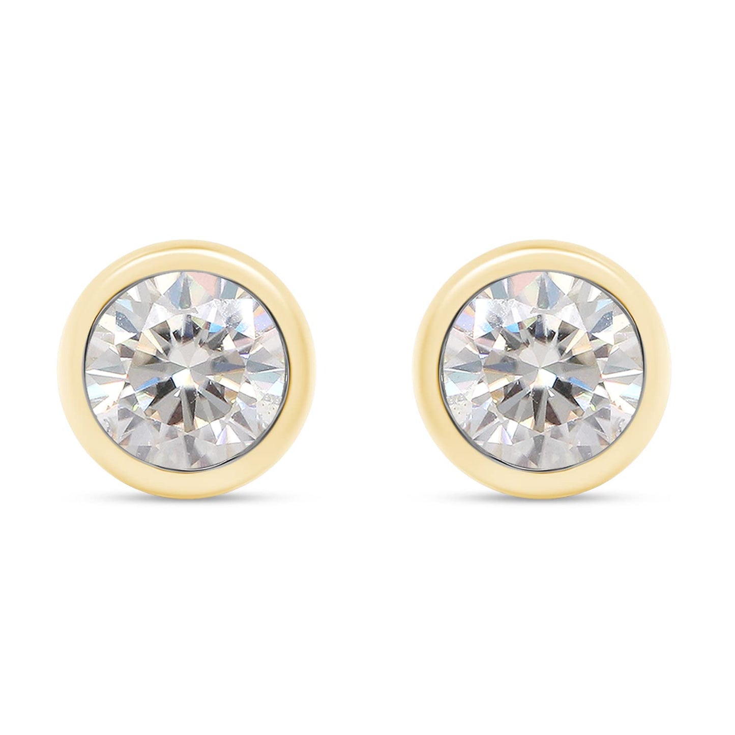 0.85 Carat Round Cut Lab Created Moissanite Diamond Solitaire Stud Earrings In 925 Sterling Silver For Women