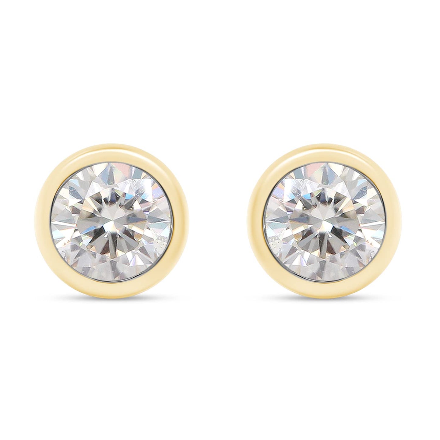 Load image into Gallery viewer, 6/7 Carat 5MM Lab Created Moissanite Diamond Push Back Stud Earrings In 925 Sterling Silver (VVS1 Clarity, 0.85 Cttw)
